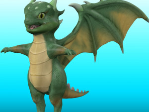 Cute Cartoon Dragon Rig Modello 3D