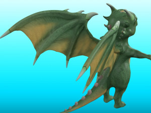 Cute Cartoon Dragon Rig Modello 3D
