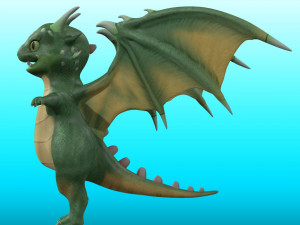 Cute Cartoon Dragon Rig Modello 3D