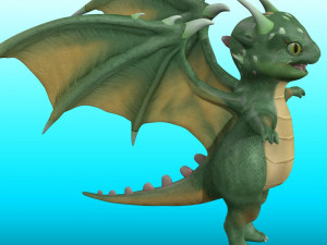 Cute Cartoon Dragon Rig Modello 3D