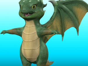 Cute Cartoon Dragon Rig Modello 3D