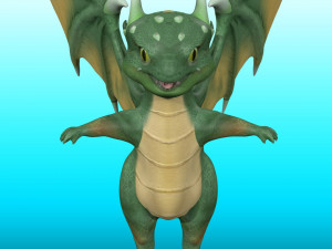 Cute Cartoon Dragon Rig Modello 3D