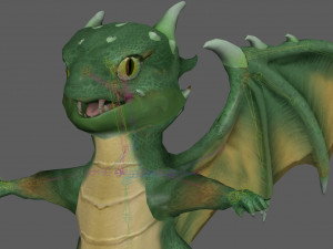 Cute Cartoon Dragon Rig Modello 3D