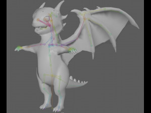 Cute Cartoon Dragon Rig Modello 3D