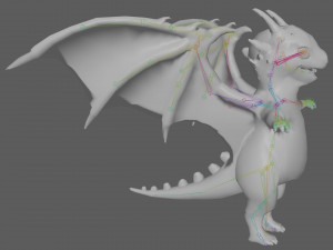 Cute Cartoon Dragon Rig Modello 3D