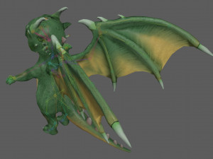 Cute Cartoon Dragon Rig Modello 3D