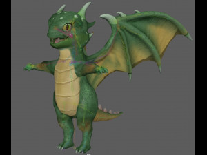 Cute Cartoon Dragon Rig Modello 3D