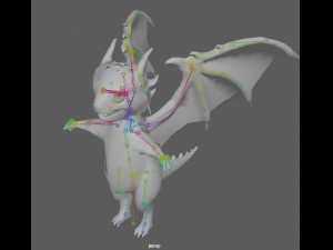 Cute Cartoon Dragon Rig Modello 3D