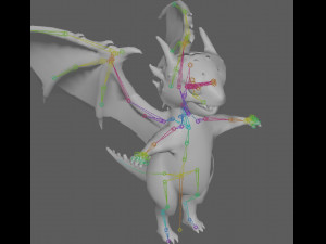 Cute Cartoon Dragon Rig Modello 3D