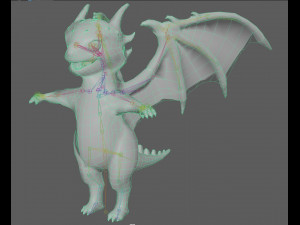 Cute Cartoon Dragon Rig Modello 3D