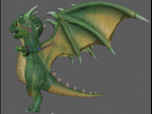 Cute Cartoon Dragon Rig Modello 3D