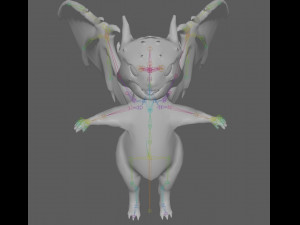 Cute Cartoon Dragon Rig Modello 3D