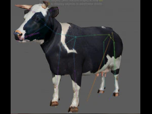 Vaca Low Poly Rig Modelo 3D