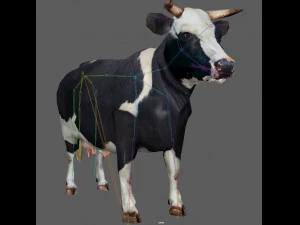 Vaca Low Poly Rig Modelo 3D