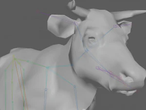 Vaca Low Poly Rig Modelo 3D