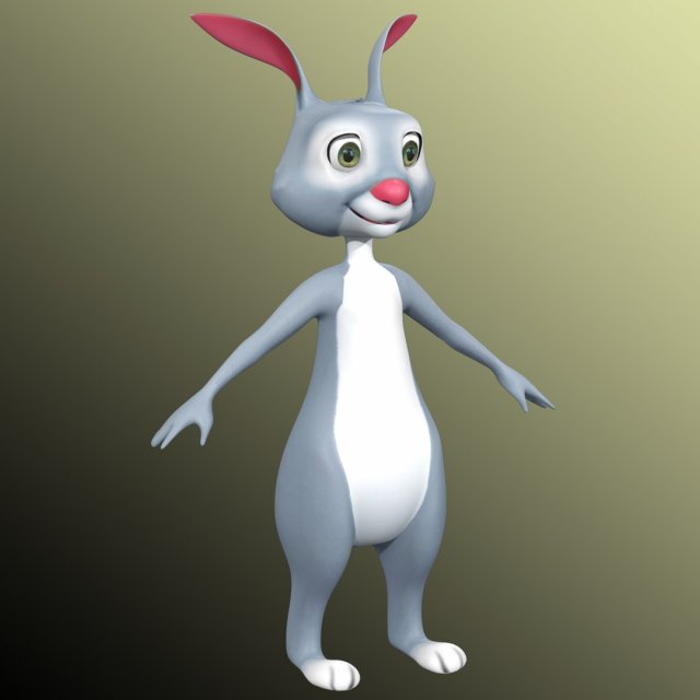Cartoon Rabbit Rig 3D Model .c4d .max .obj .3ds .fbx .stl .blend 