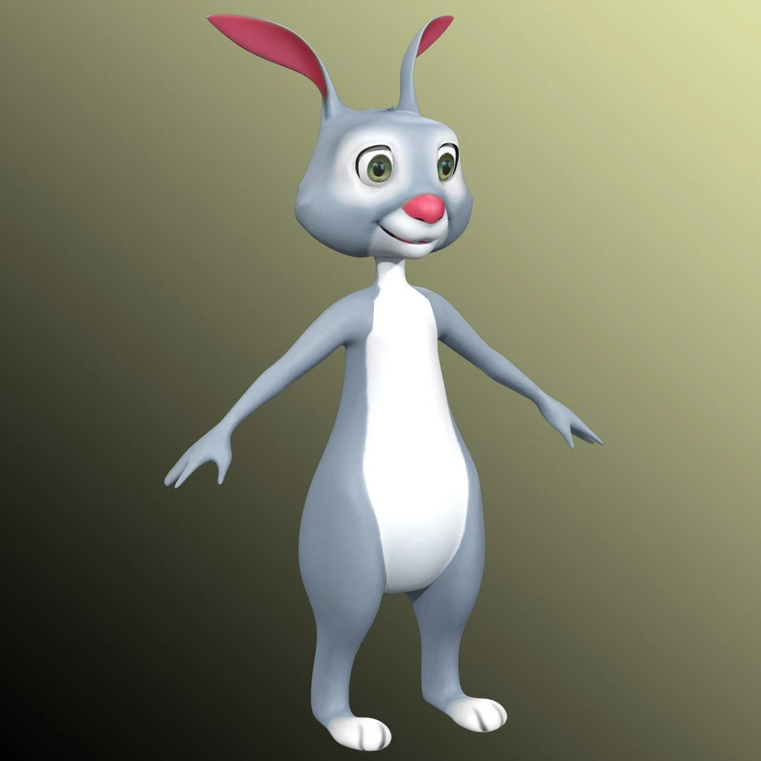 Cartoon Rabbit Rig 3D Model .c4d .max .obj .3ds .fbx .stl .blend 