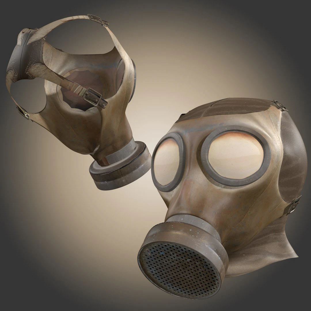 Gas Mask Low poly 3D Model .c4d .max .obj .3ds .fbx .stl .blend 