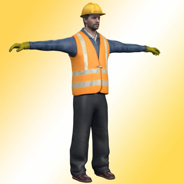 Construction Worker Rig 3Dモデル .c4d .max .obj .3ds .fbx .stl .blend 