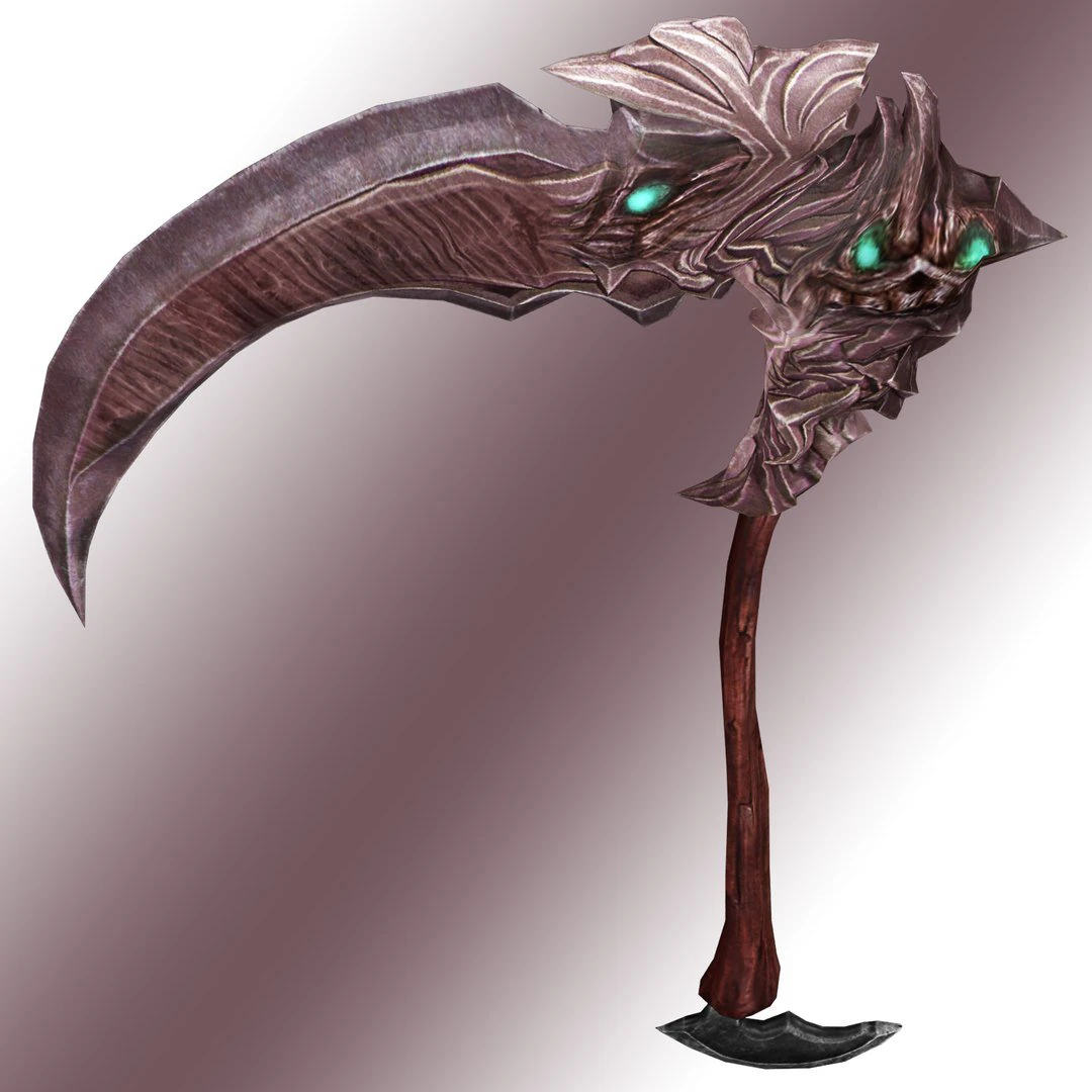 Fantasy Scythe Reaper Weapon Low poly Rig 3D Model .c4d .max .obj .3ds .fbx .stl .blend