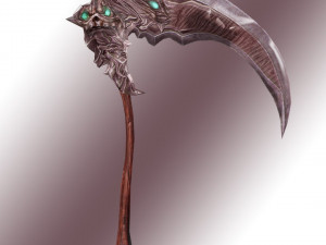 Fantasy Scythe Reaper Weapon Low poly Rig 3D Model