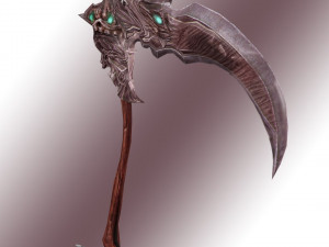 Fantasy Scythe Reaper Weapon Low poly Rig 3D Model
