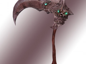 Fantasy Scythe Reaper Weapon Low poly Rig 3D Model