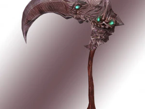 Fantasy Scythe Reaper Weapon Low poly Rig 3D Model