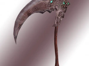 Fantasy Scythe Reaper Weapon Low poly Rig 3D Model