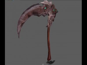 Fantasy Scythe Reaper Weapon Low poly Rig 3D Model