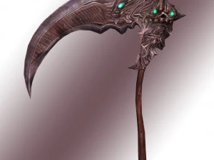 Fantasy Scythe Reaper Weapon Low poly Rig 3D Model