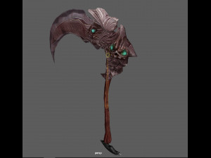 Fantasy Scythe Reaper Weapon Low poly Rig 3D Model