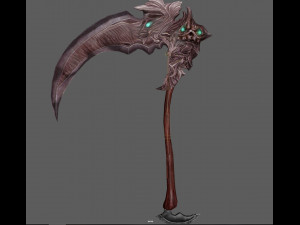 Fantasy Scythe Reaper Weapon Low poly Rig 3D Model