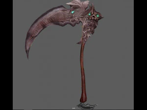 Fantasy Scythe Reaper Weapon Low poly Rig 3D Model