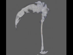 Fantasy Scythe Reaper Weapon Low poly Rig 3D Model