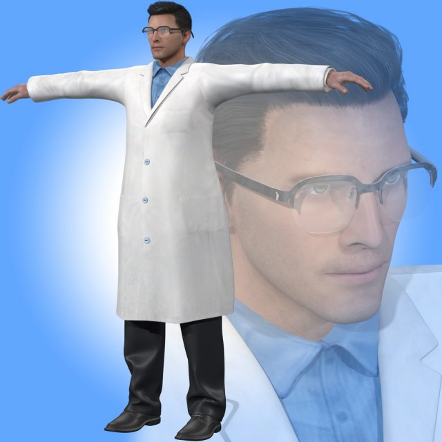 Scientist Doctor Rig Model 3D .c4d .max .obj .3ds .fbx .stl .blend 