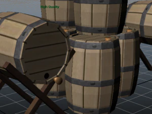 wooden barrel with stand 3D Model