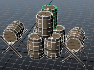 wooden barrel with stand 3D Model