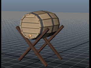 wooden barrel with stand 3D-Modell
