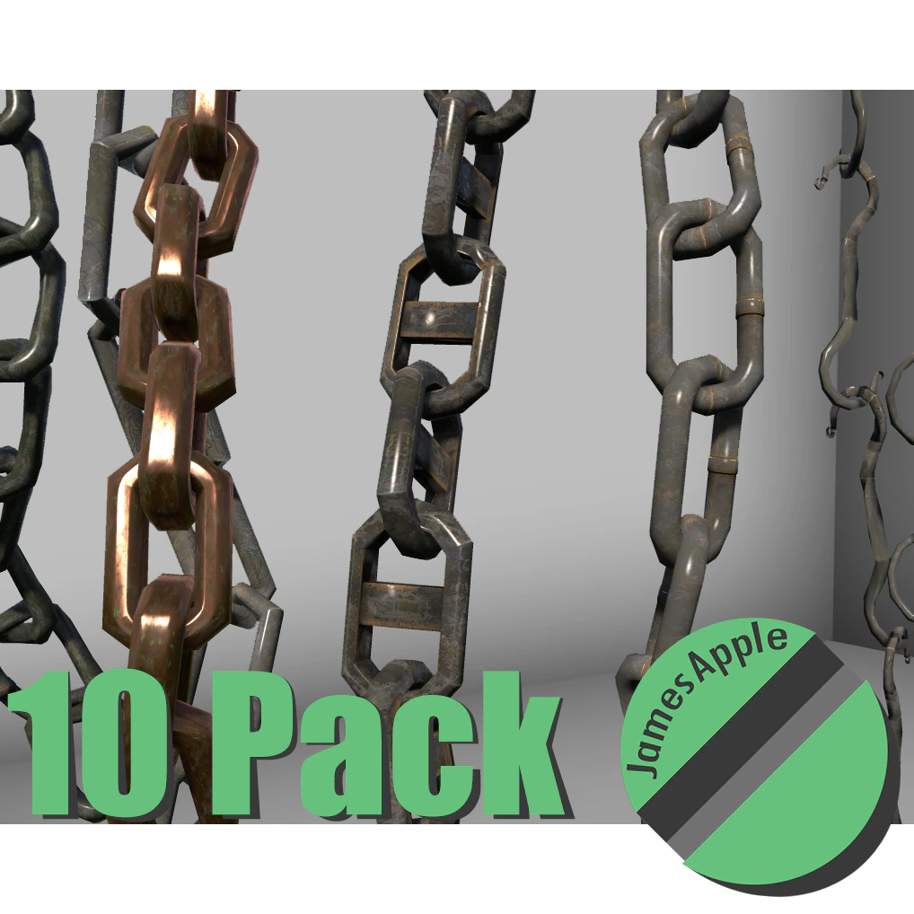 10 pack chains game ready 3D Model .c4d .max .obj .3ds .fbx .stl .blend