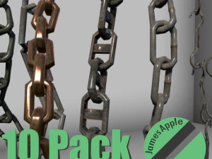 10 pack chains game ready 3D Model