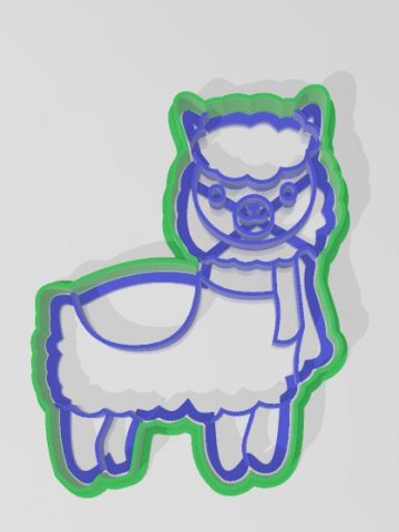cookie cutter two-piece alpaca 3Dプリントモデル .c4d .max .obj .3ds .fbx .stl .blend 