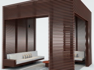 exterior wooden pergola Modello 3D