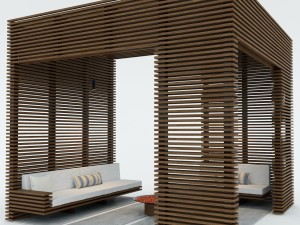 exterior wooden pergola 3D Model