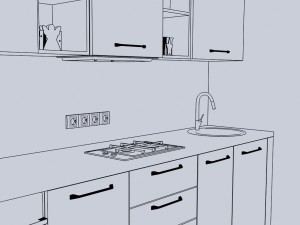 Modern green kitchen 3D Model