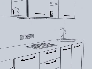 Modern green kitchen 3D Model