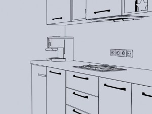 Modern green kitchen 3D Model