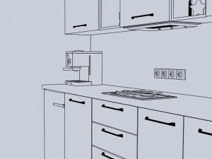 Modern green kitchen 3D Model