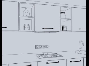 Modern green kitchen 3D Model