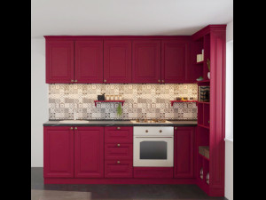 Mini classical kitchen burgundy 3Dモデル